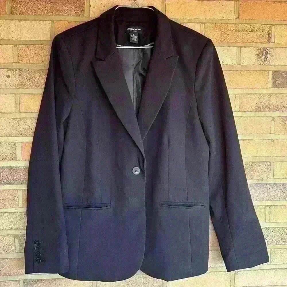 Liz Claiborne chocolate brown single breasted notch collar blazer jacket 14